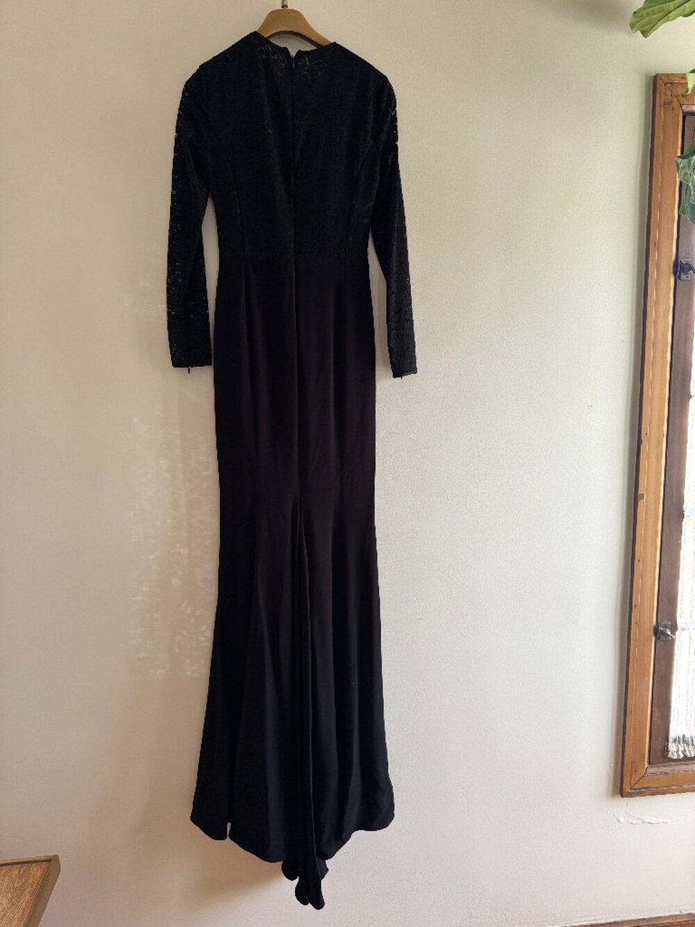Michael Kors Black Lace Bodice Long Sleeve Maxi Gown Floor Length Dress Size 6